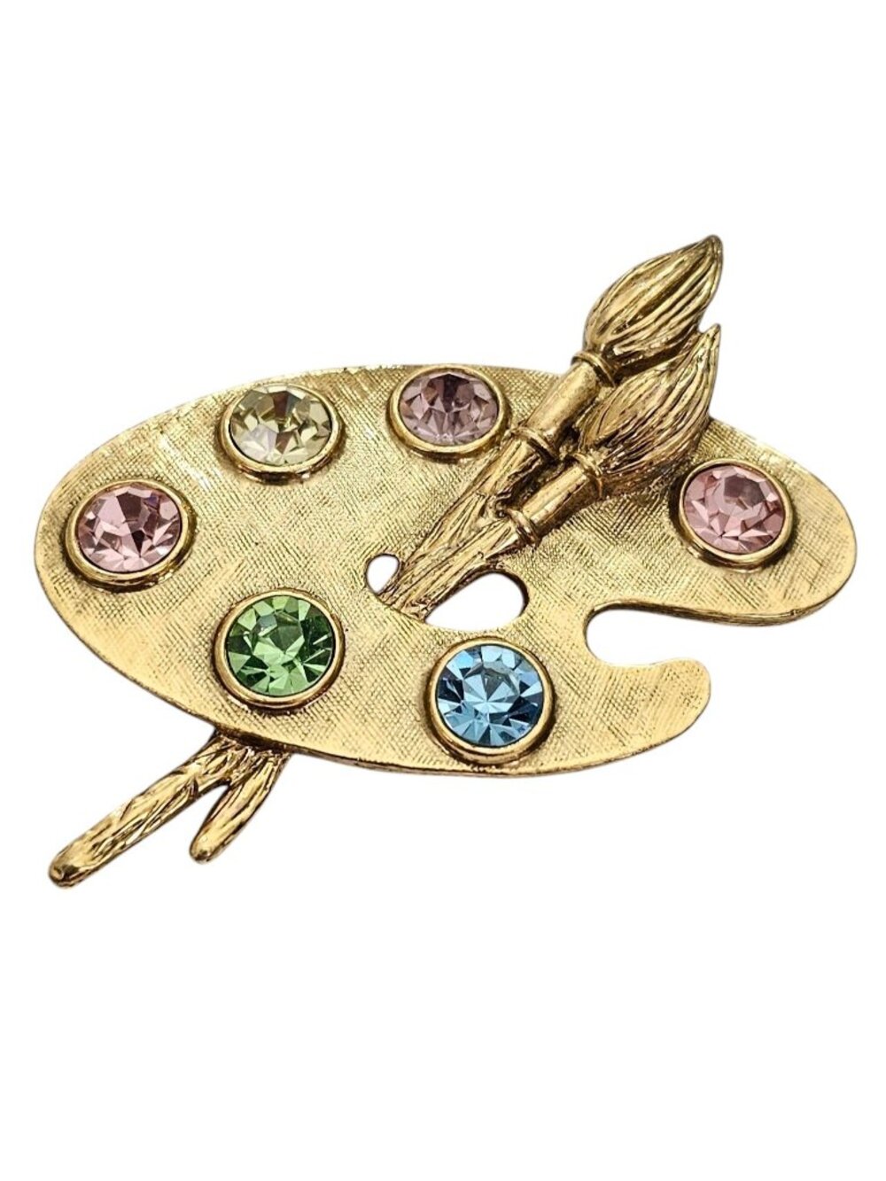 1928 Brand Multicolor Rhinestone Painter Palette Brooch Pin L839